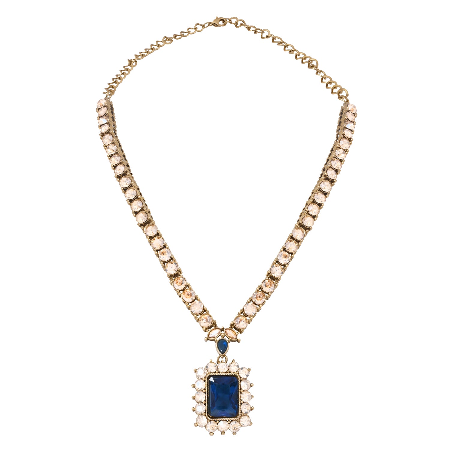 Dyuthi - MontanaTeal Stone Classic Necklace Set