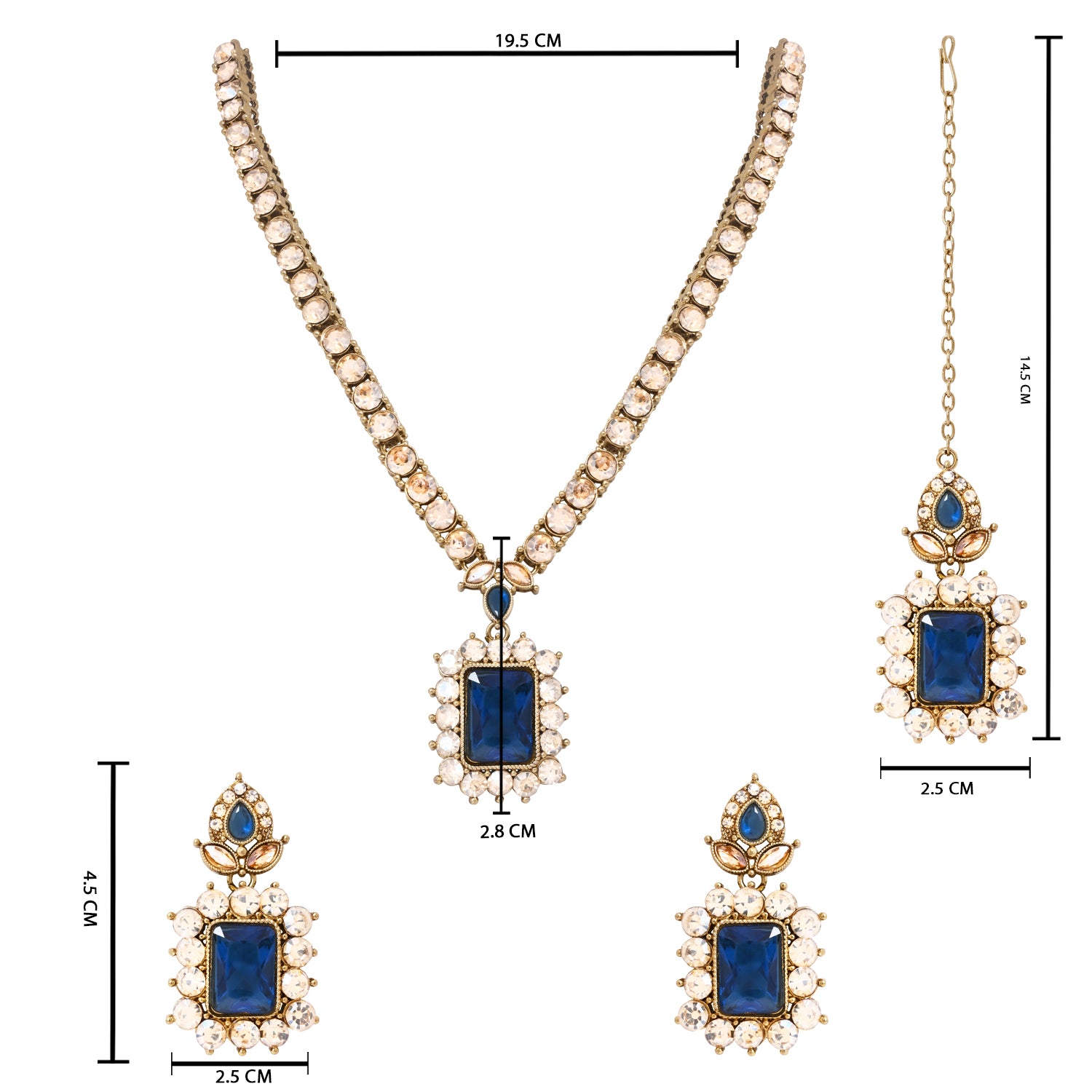 Dyuthi - MontanaTeal Stone Classic Necklace Set