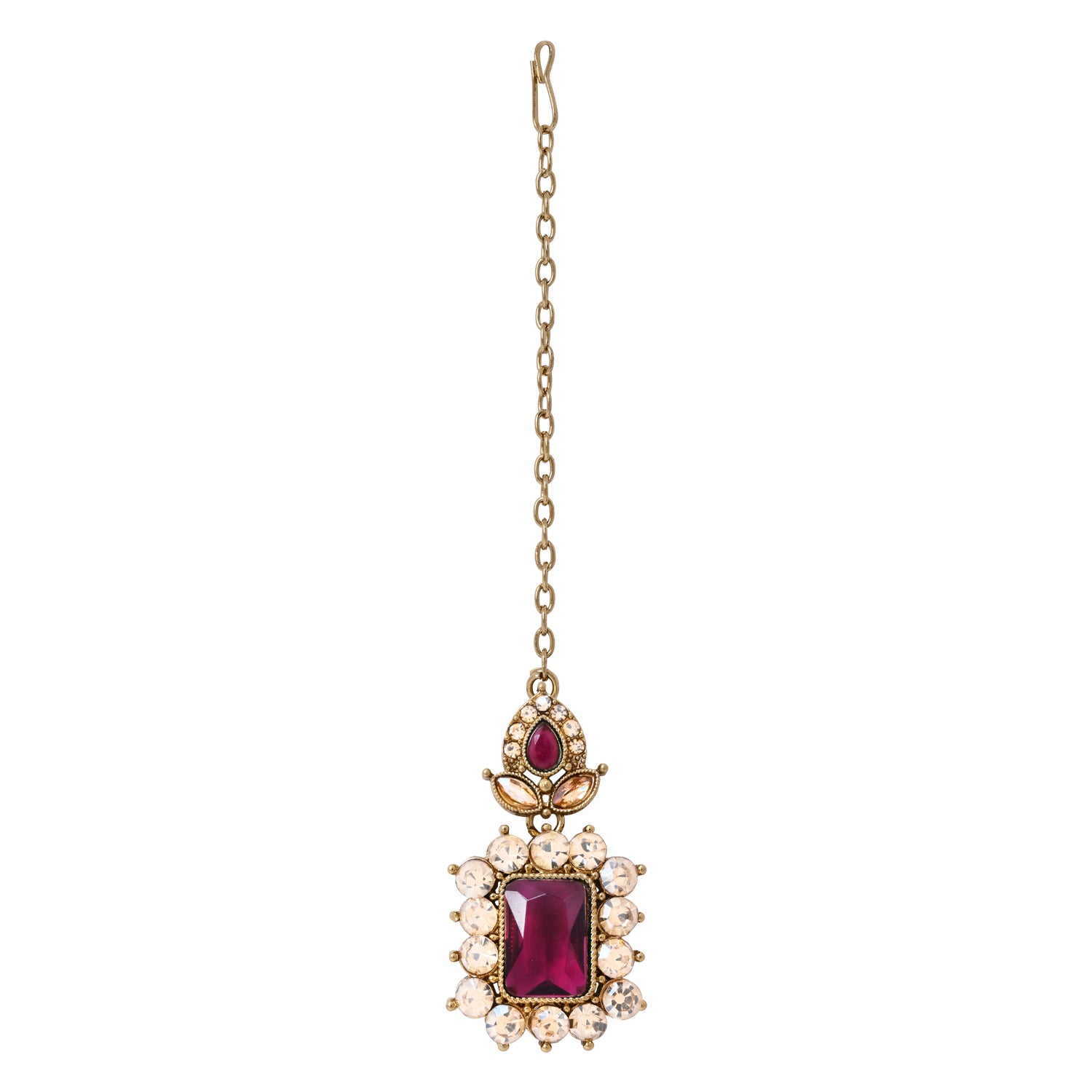Dyuthi - Wine Teal Stone Classic Bridal Necklace Set