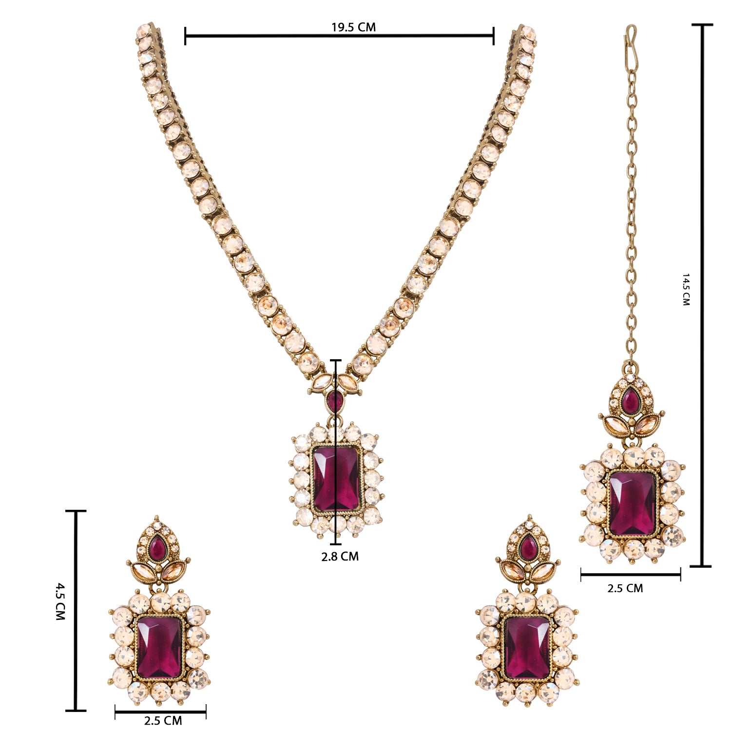 Dyuthi - Wine Teal Stone Classic Bridal Necklace Set