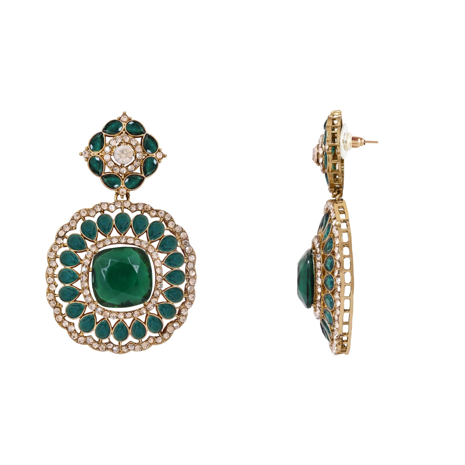 Ishira - Green Square Necklace Set