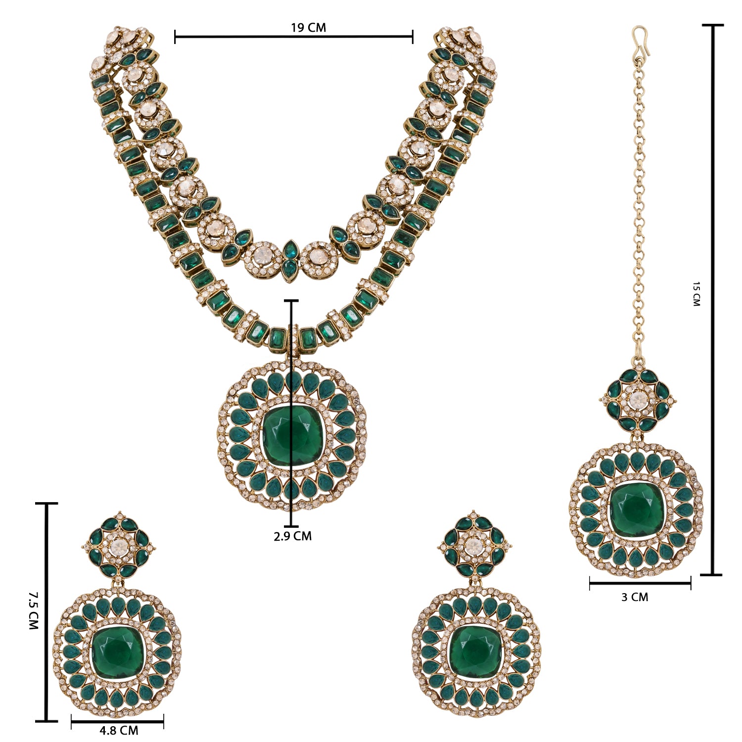 Ishira - Green Square Necklace Set