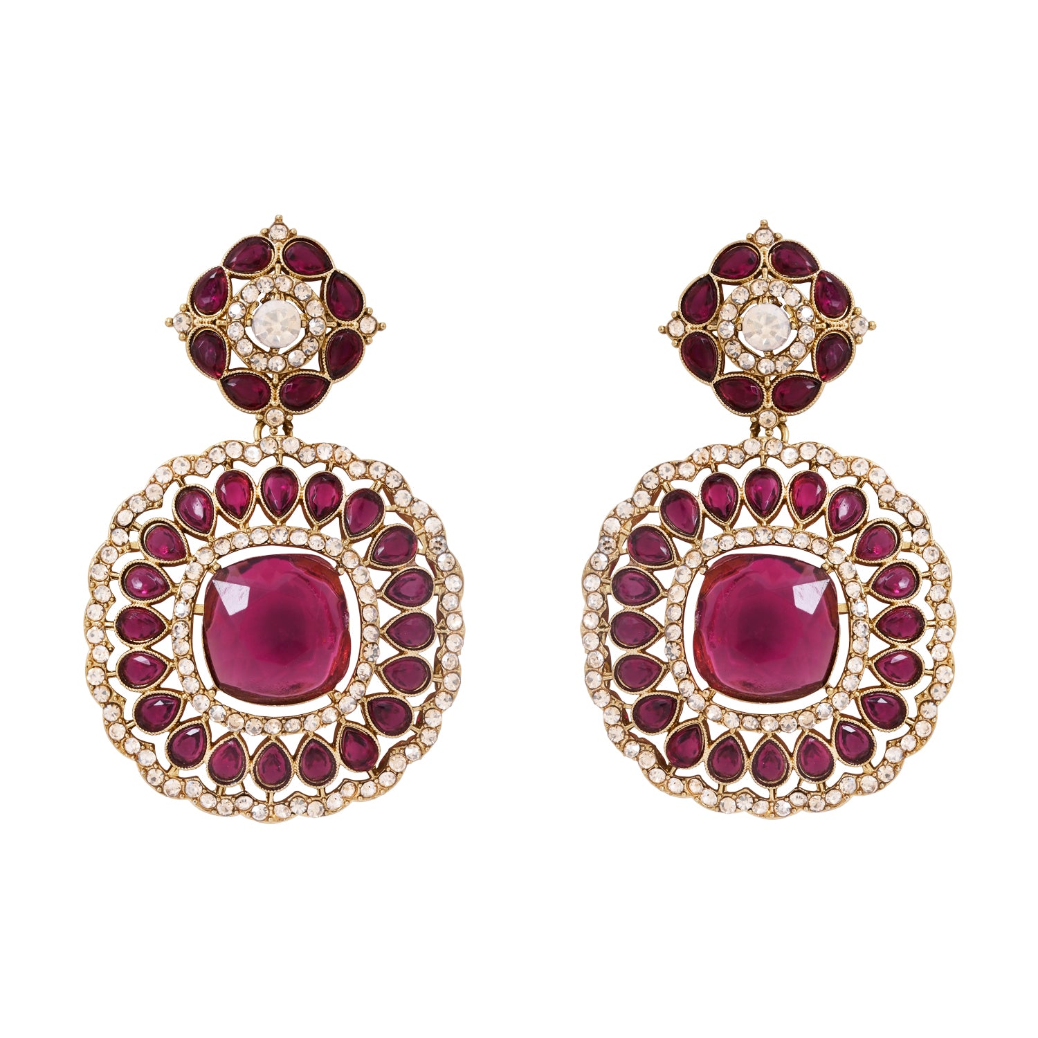 Ishira - Wine Square Necklace Set