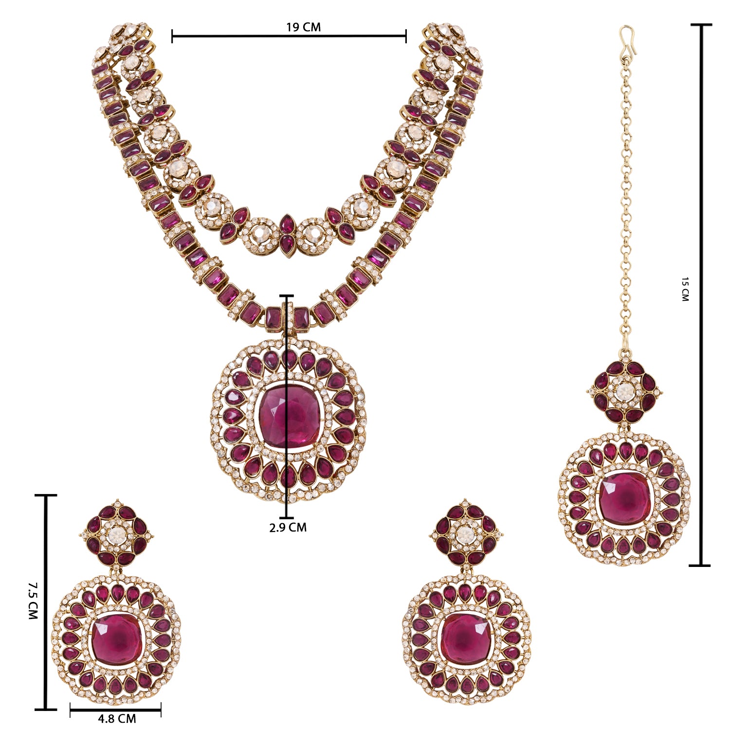 Ishira - Wine Square Necklace Set