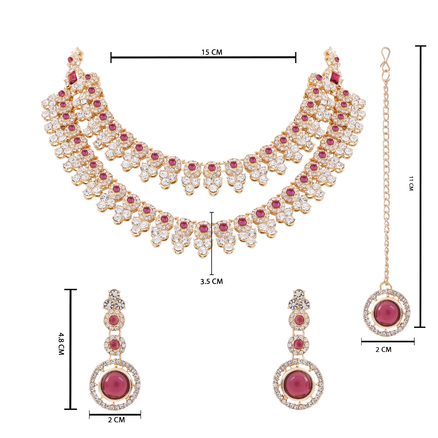 Shravi - Wine Kundan Necklace Set