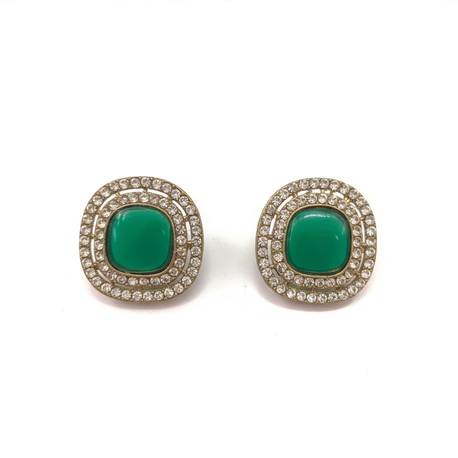 Rosalind- Emerald Kundan-Style Gold-Tone Necklace Set with Maang Tikka
