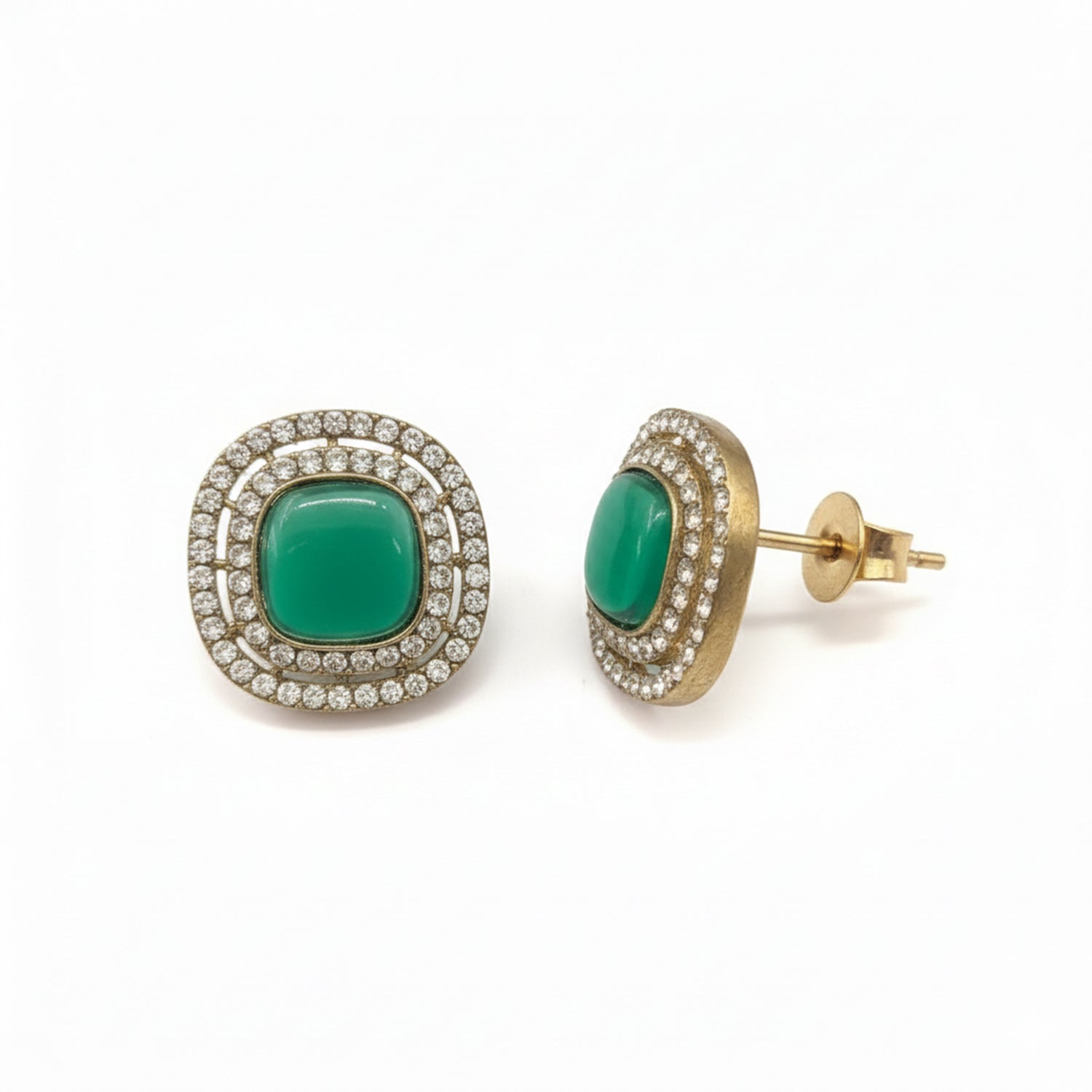 Rosalind- Emerald Kundan-Style Gold-Tone Necklace Set with Maang Tikka