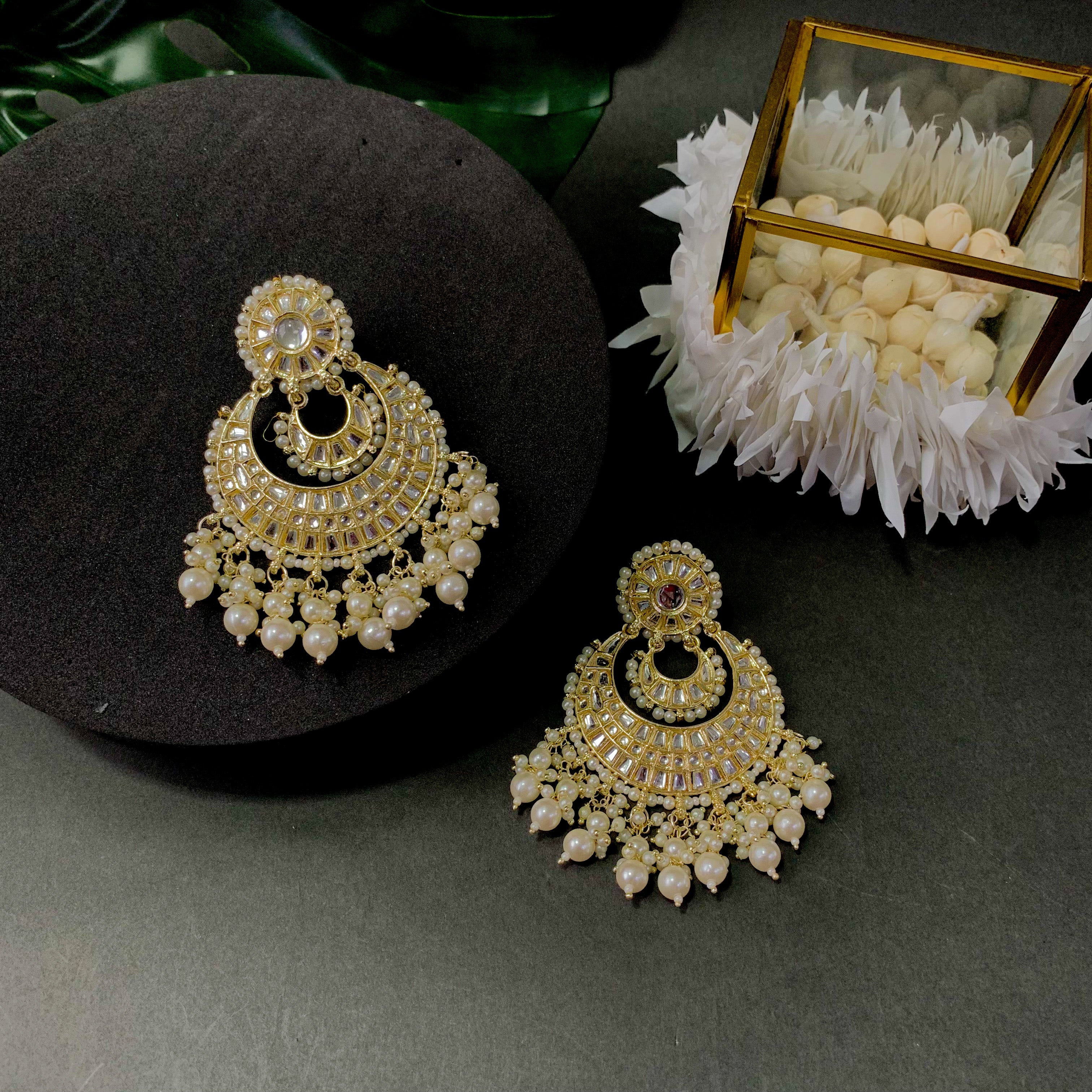 Mirha White Earrings