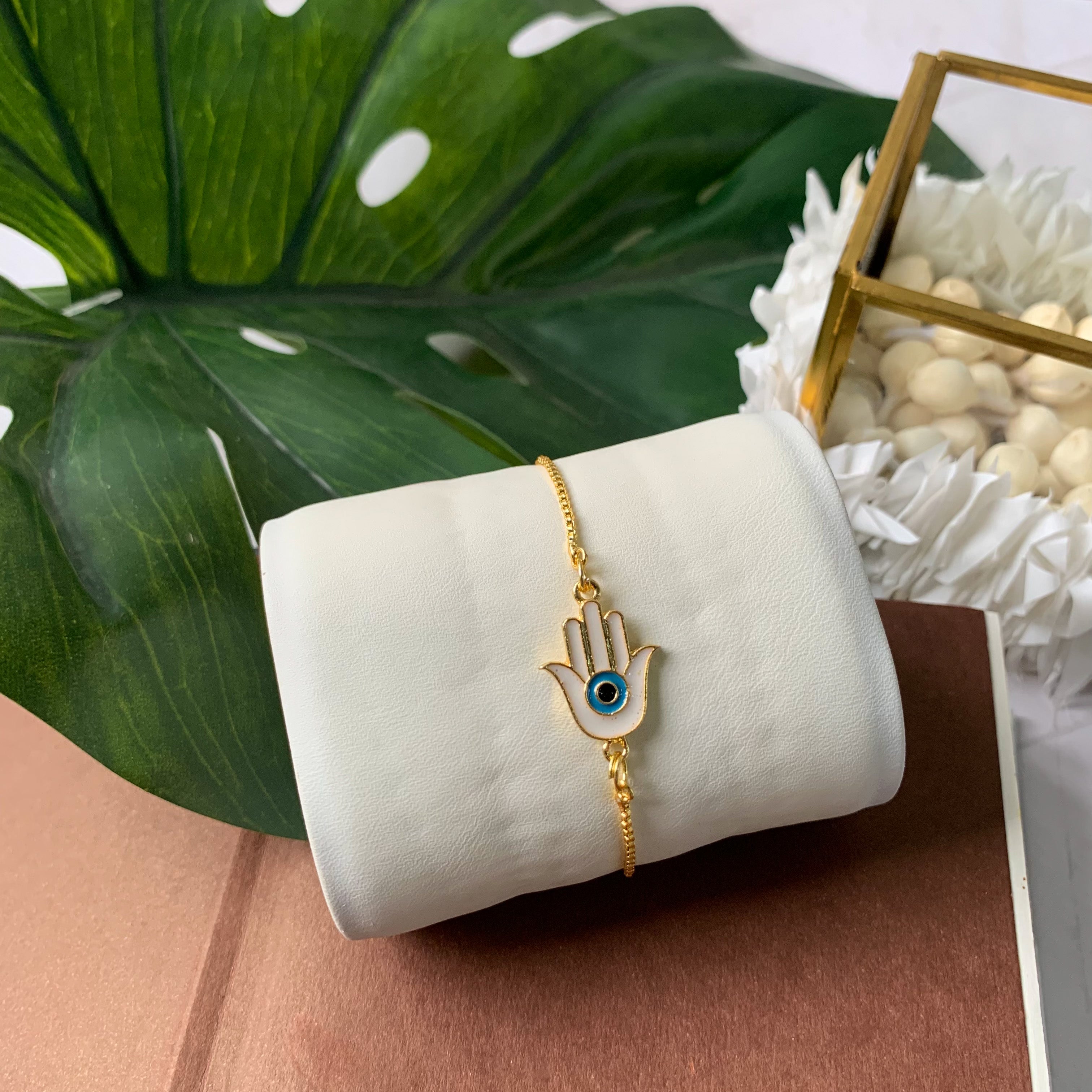 Hamsa Shape Enamel Bracelet