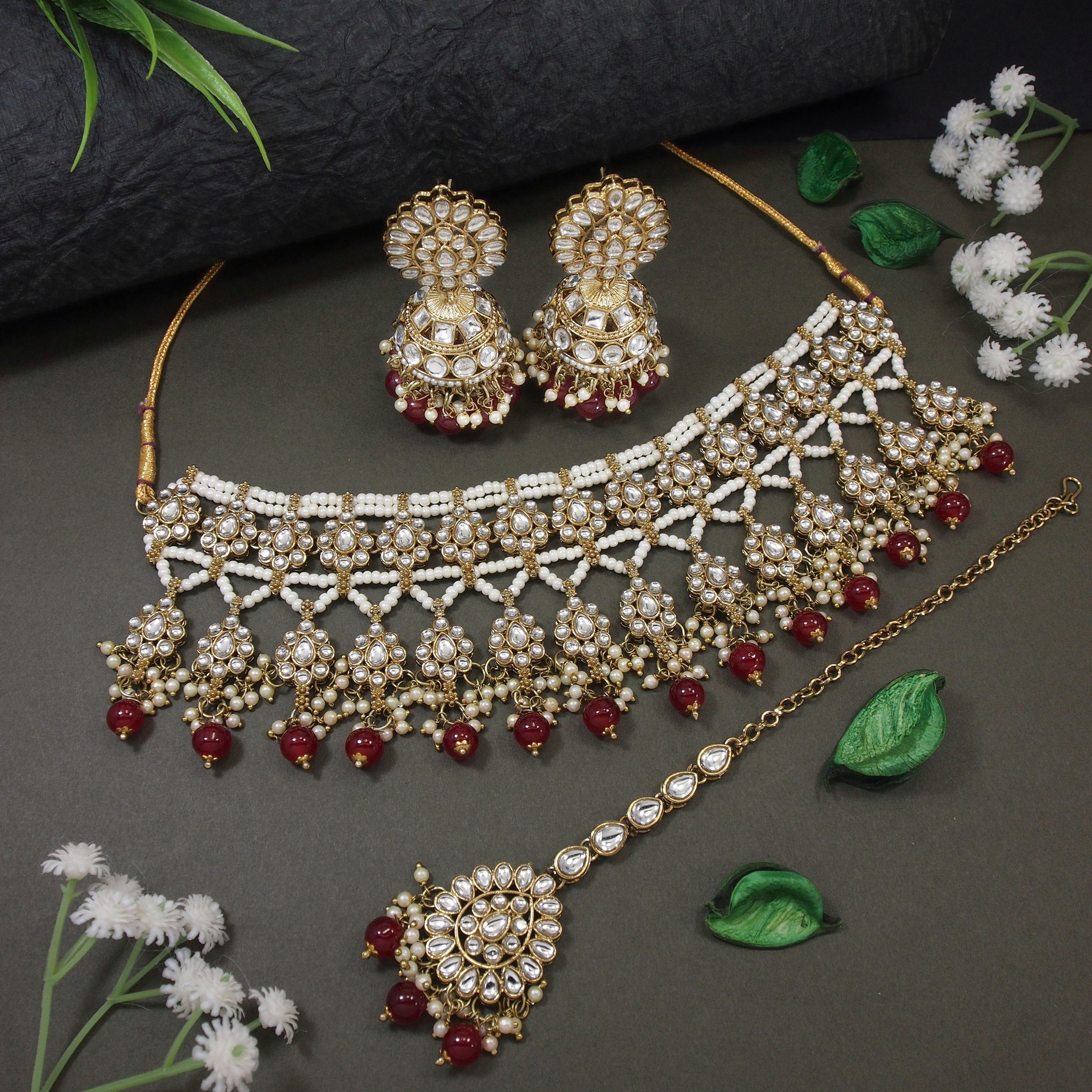 Neesha Maroon Choker Set