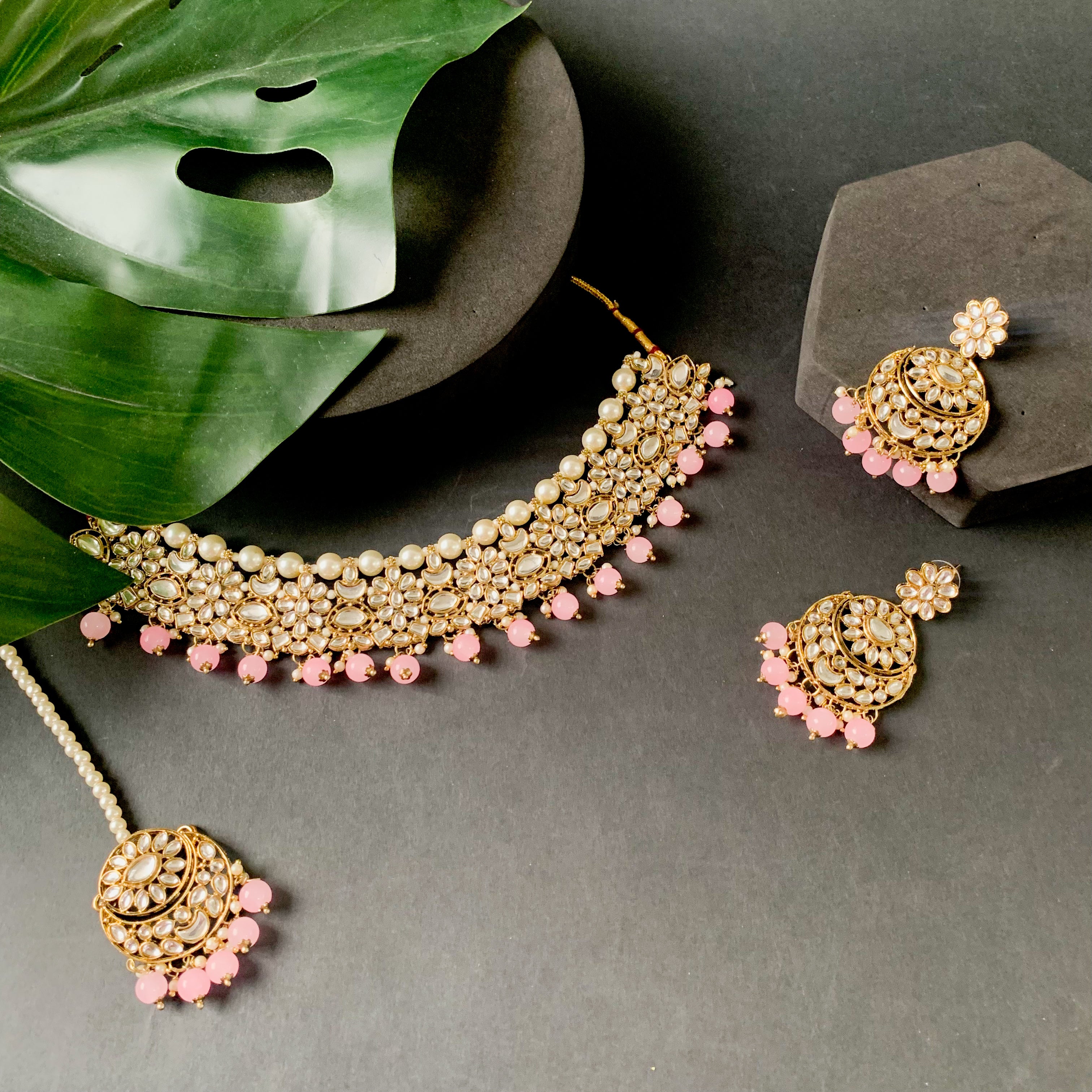 Kajal Pink Choker Set