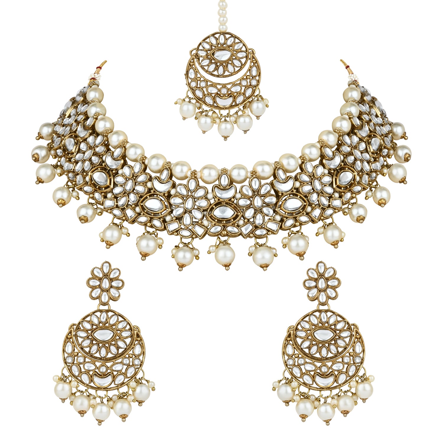 Kajal White Choker Set