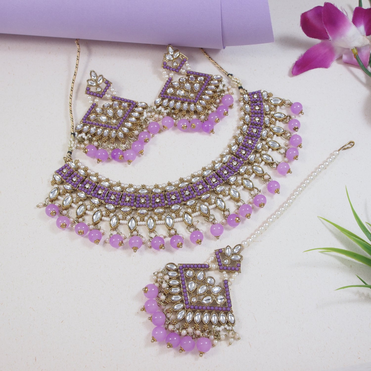 Reesha Purple Choker Set