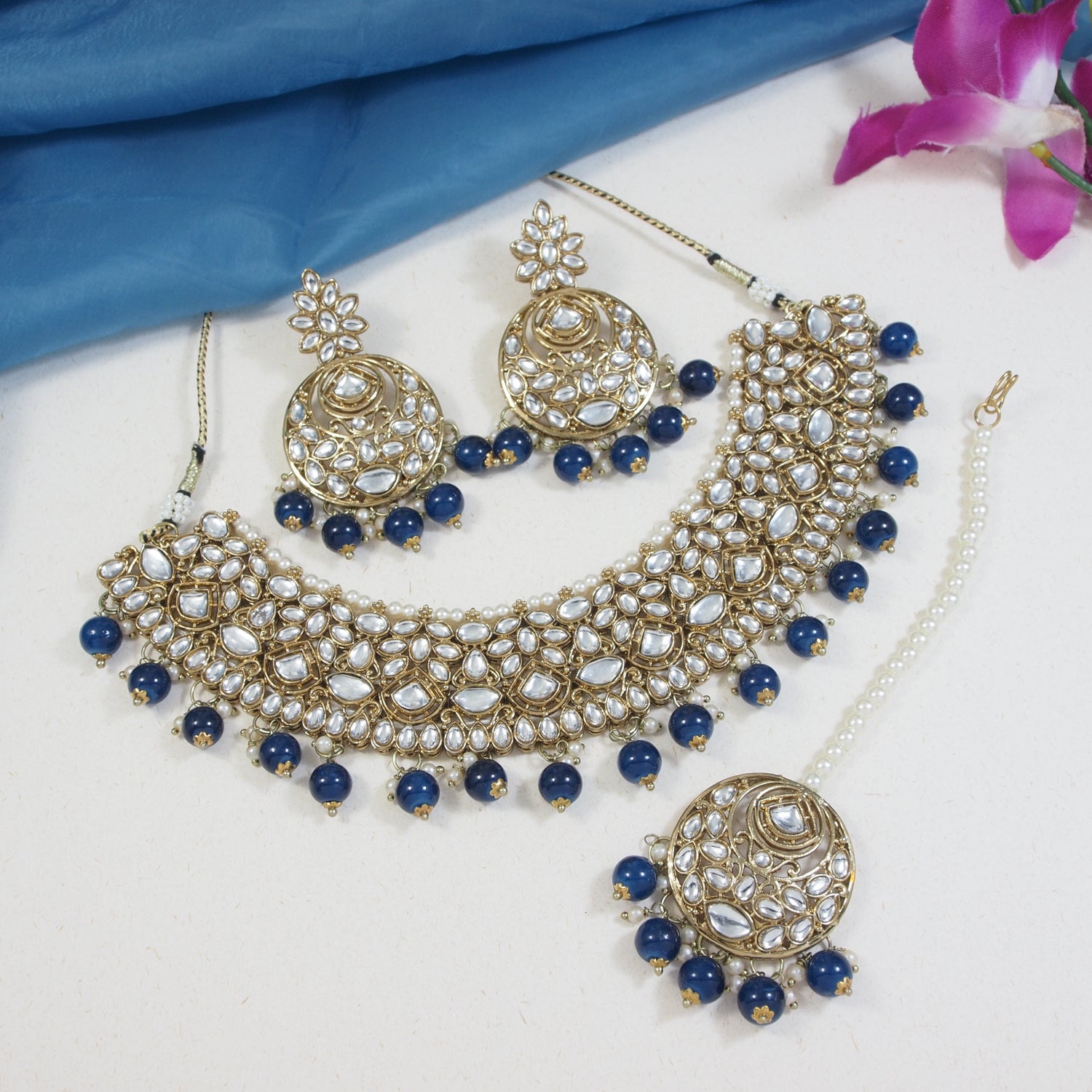 Jenisha Blue Choker Set