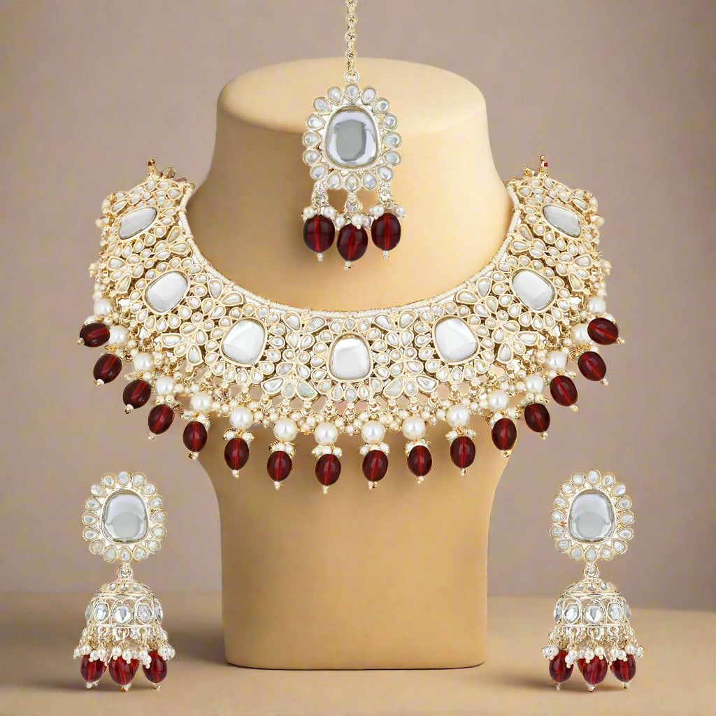 Lavishka Maroon Choker Set
