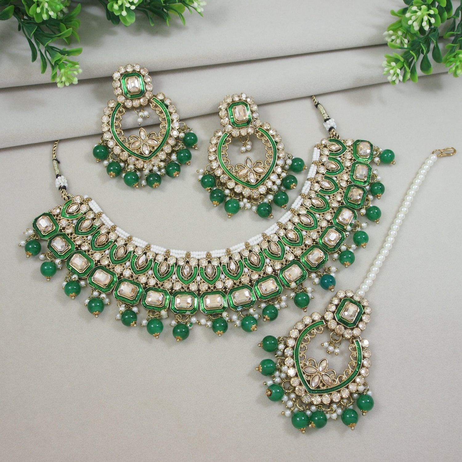 Fareeha Green Necklace Set