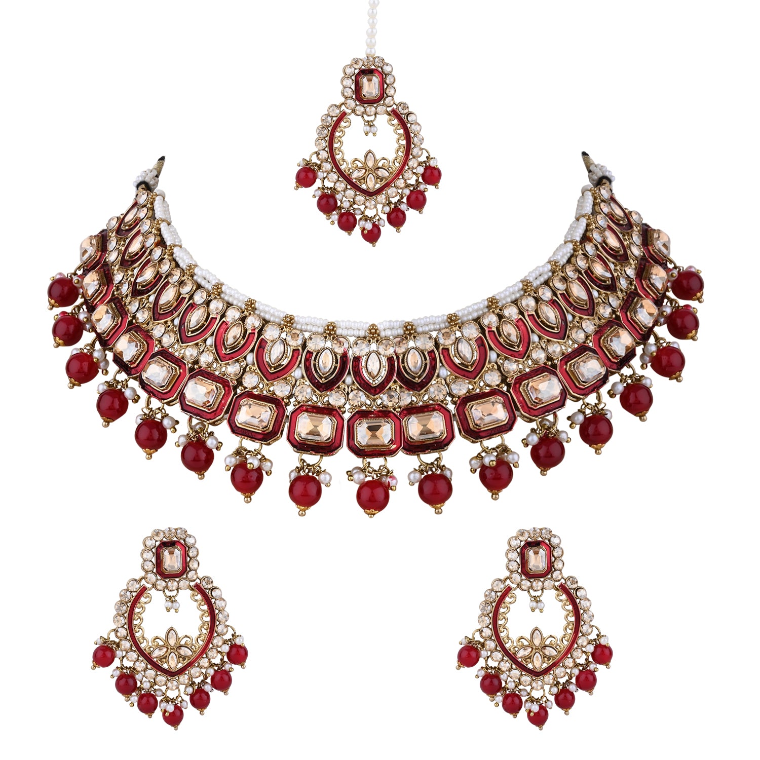Fareeha Maroon Necklace Set