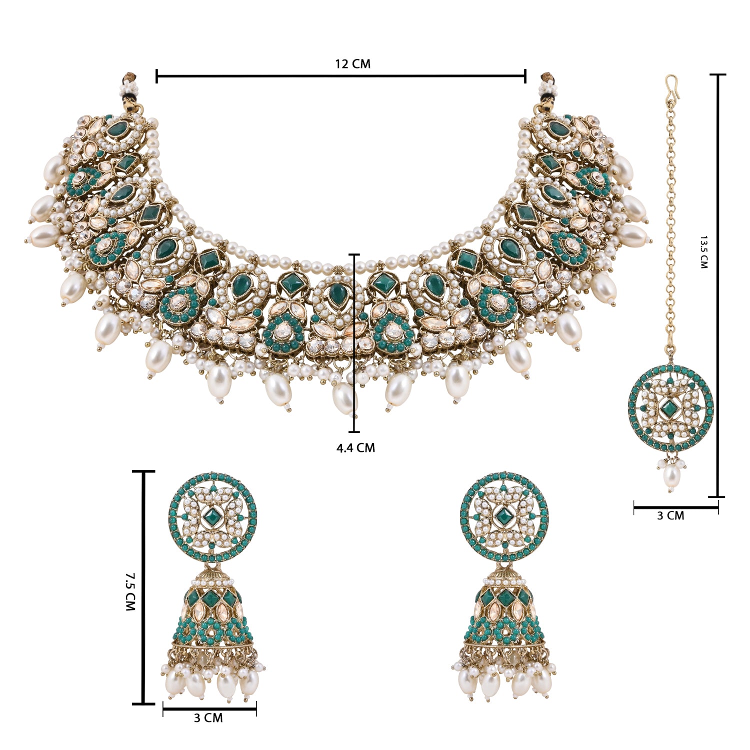 Taanya - Green Kundan Necklace Set