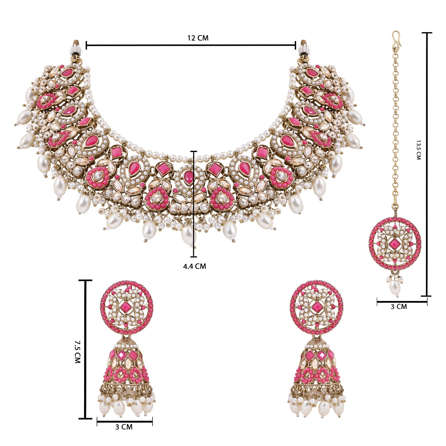 Taanya - Pink Kundan Necklace Set