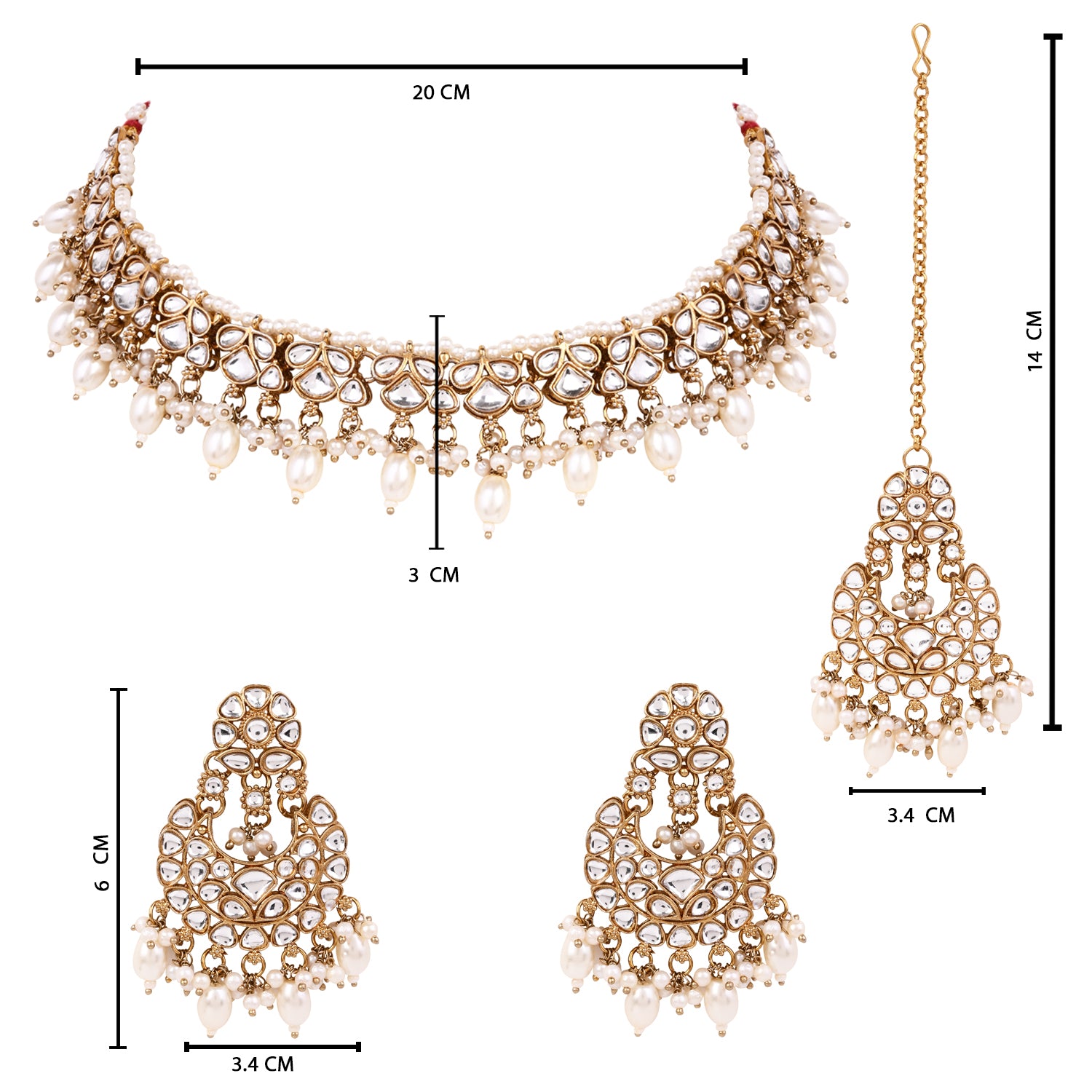 Ayati - White Kundan Necklace Set