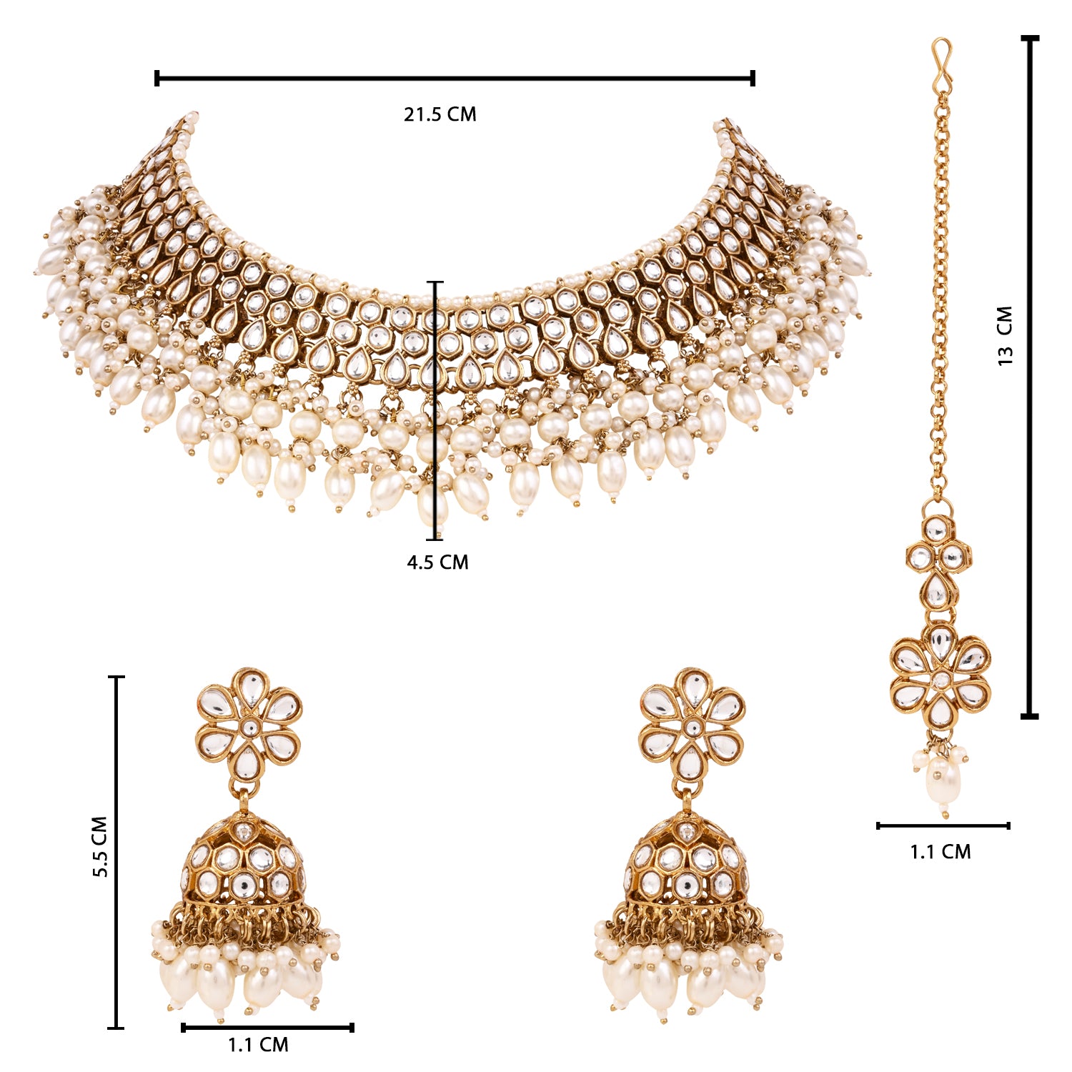 Dwiti - White Kundan Necklace Set