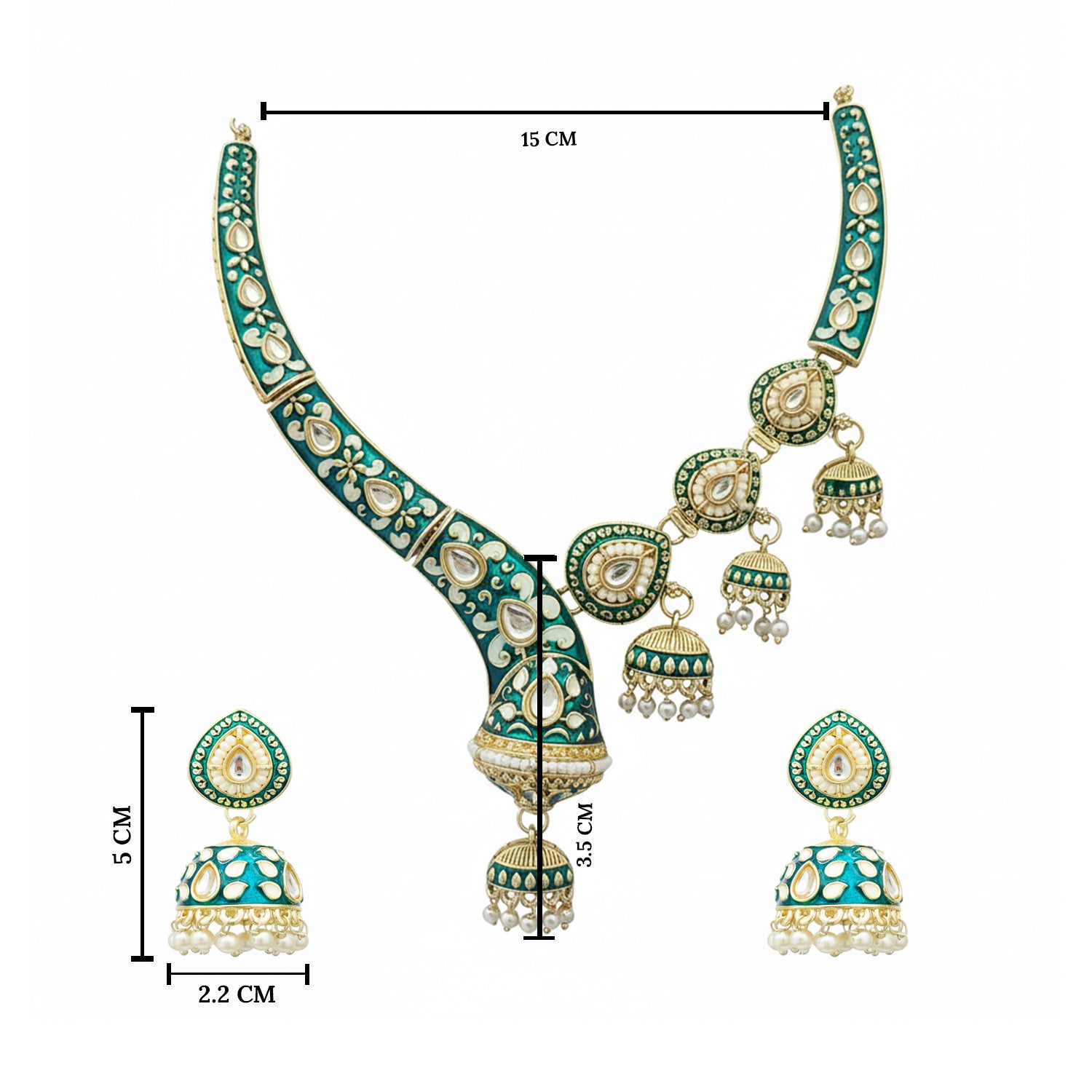 Alwar Peacock green Set- Meenakari heritage touch.
