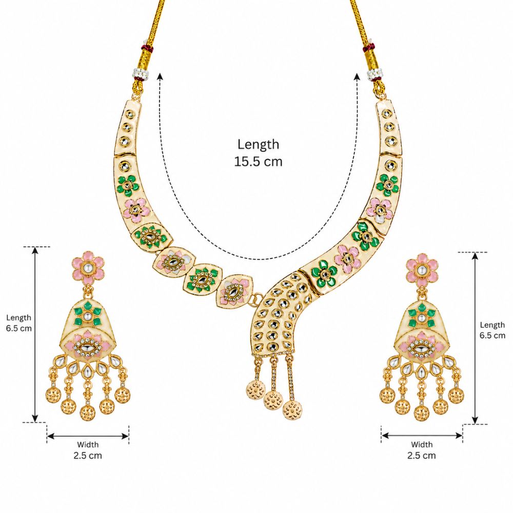 Arhita- Multicolour Meenakari Floral Statement Necklace Set with Matching Dangler Earrings for Women