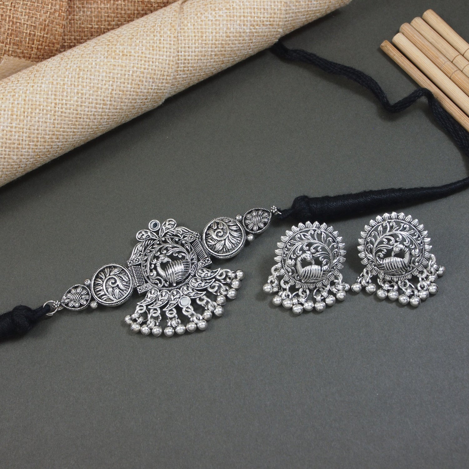 Arasa Oxidised Choker Set