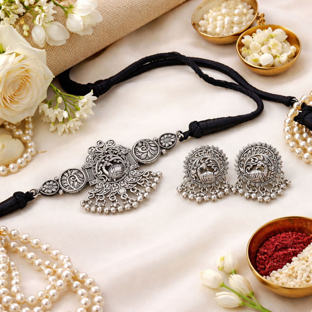 Arasa Oxidised Choker Set