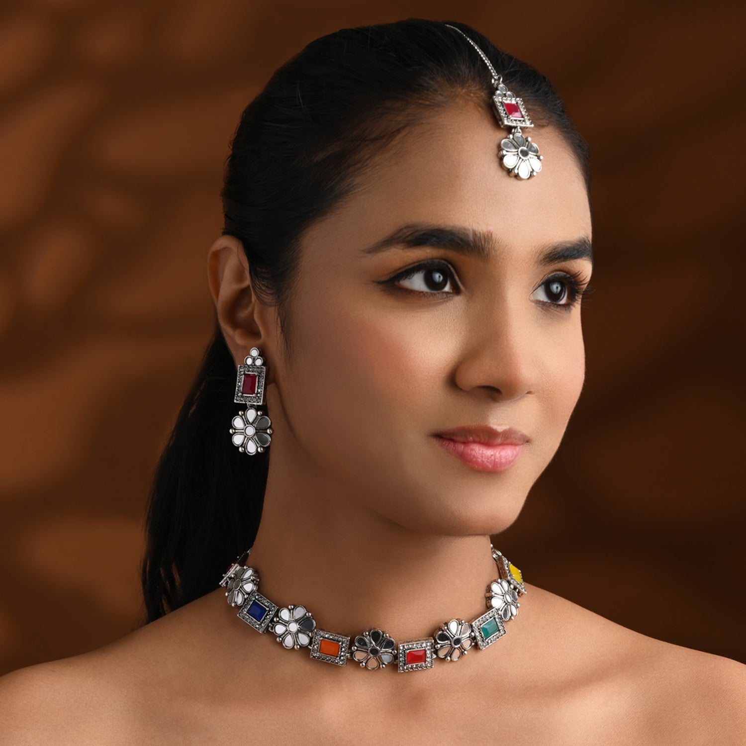 Brishti Multicolor Oxidised Choker Set