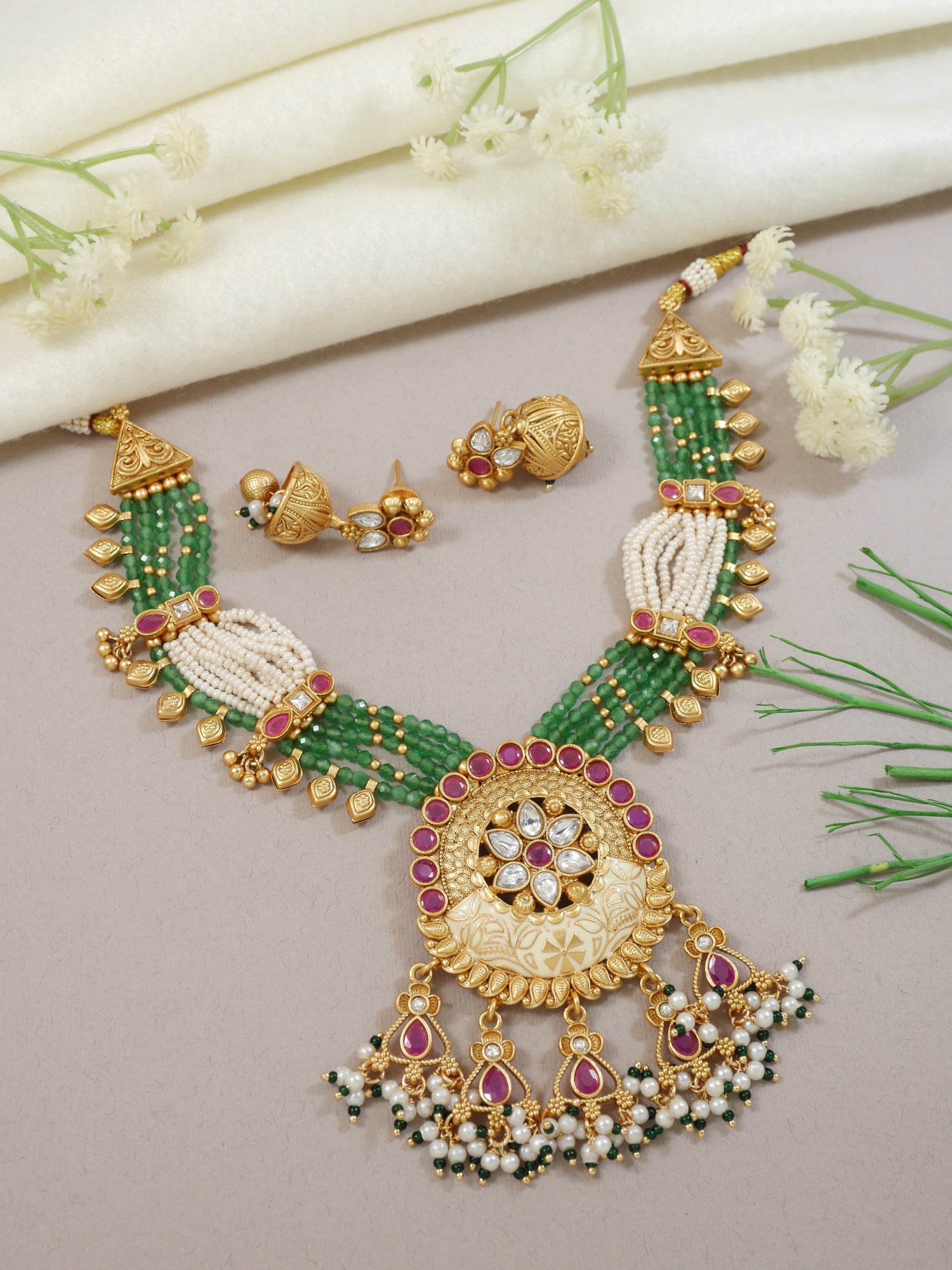 Astika Green Necklace Set