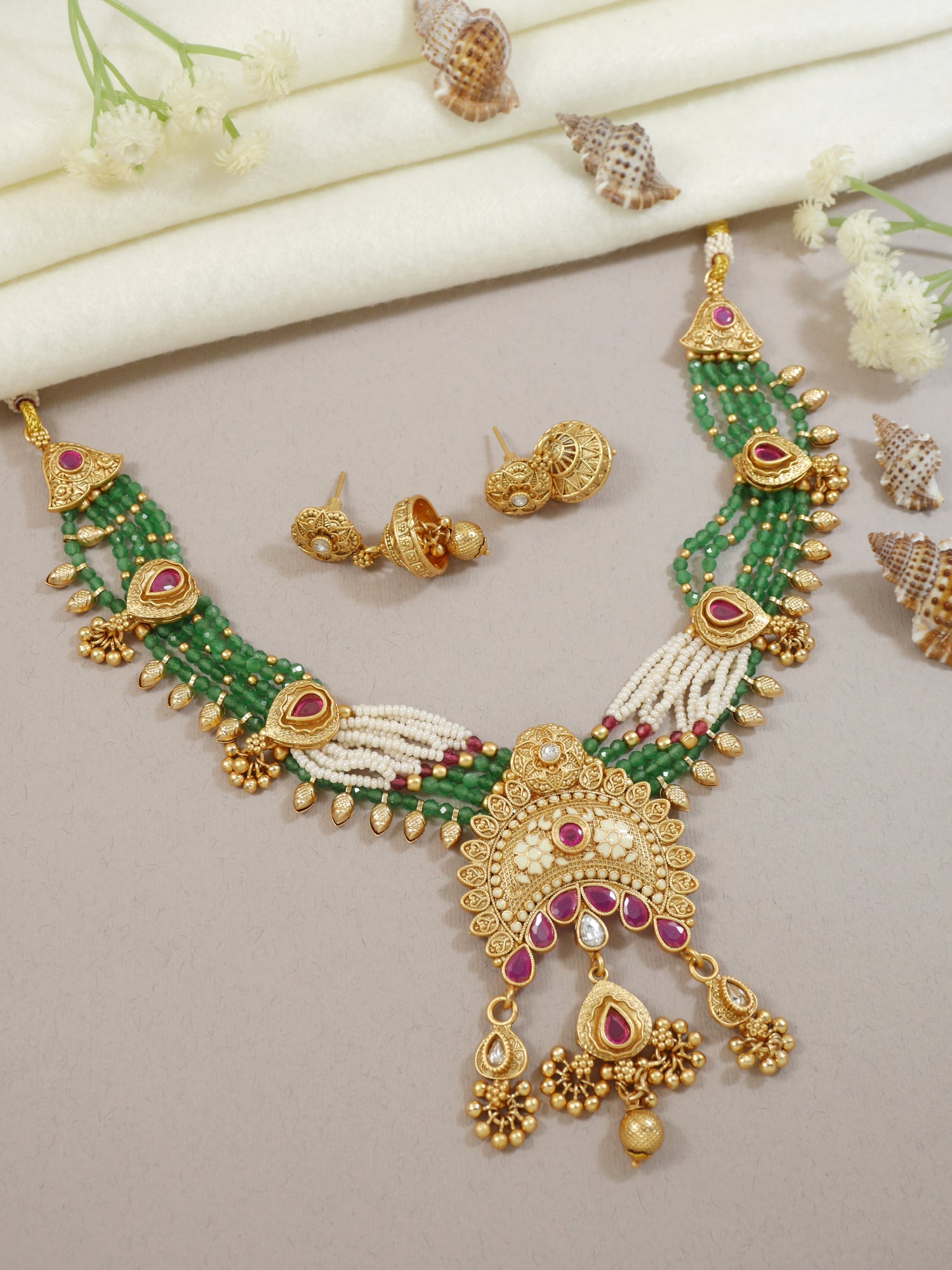 Swati Green Necklace Set