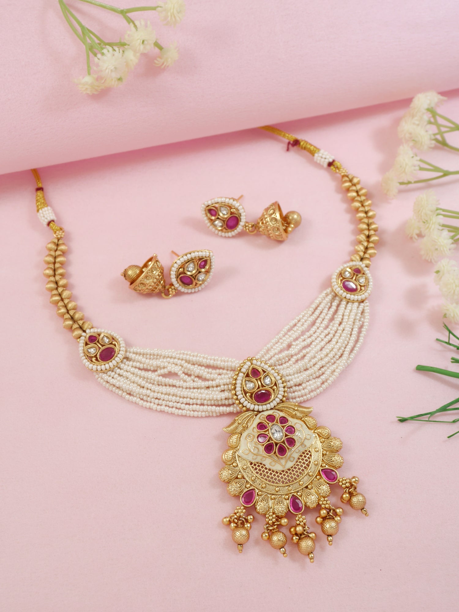 Amita Pink Necklace Set