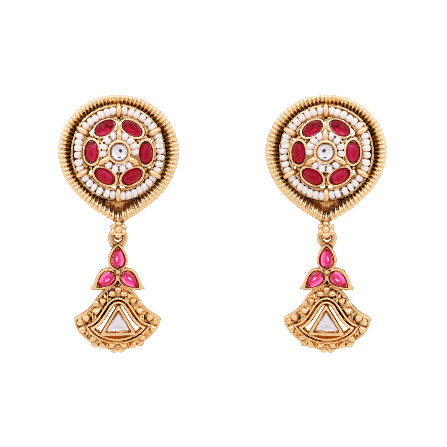 Vinesha - Antique Gold Temple Style Necklace Set
