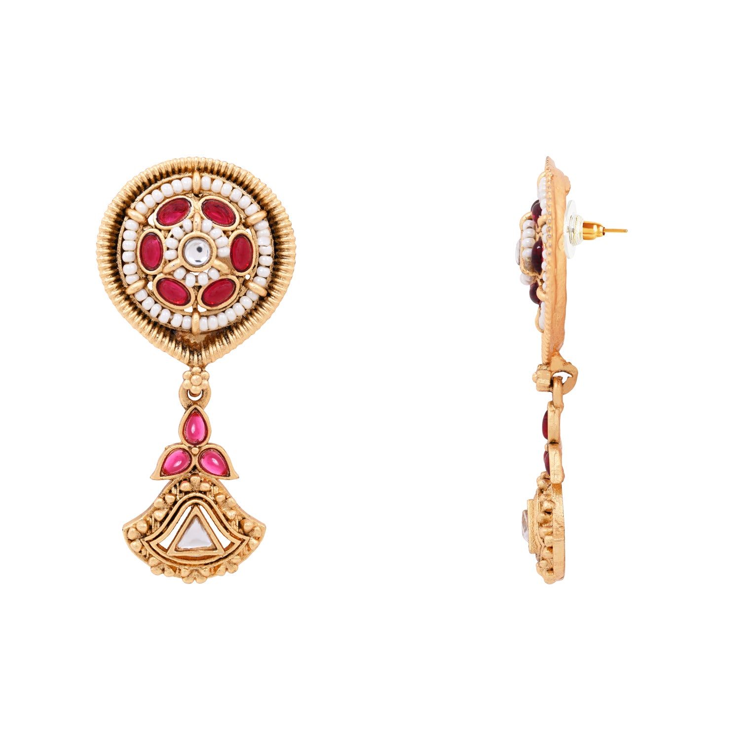 Vinesha - Antique Gold Temple Style Necklace Set