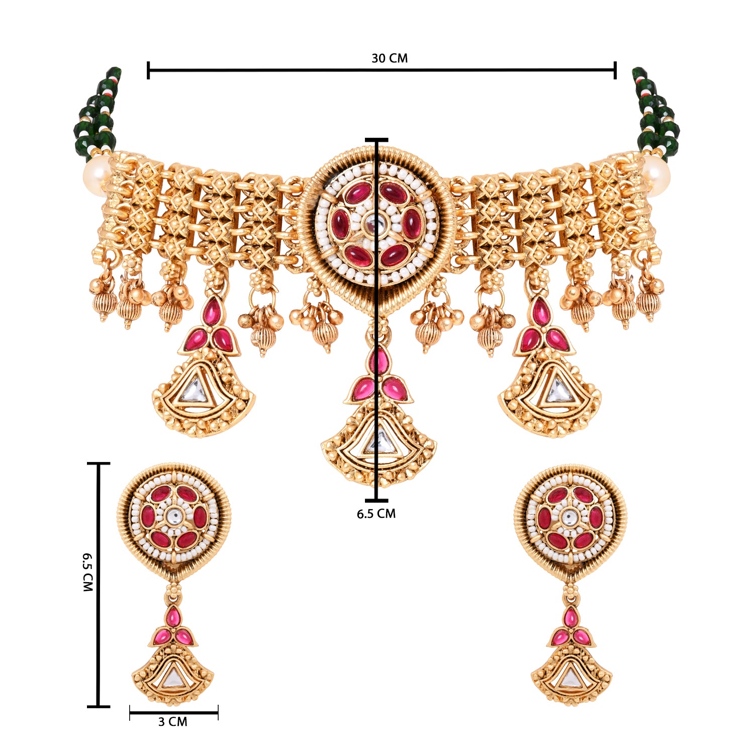 Vinesha - Antique Gold Temple Style Necklace Set