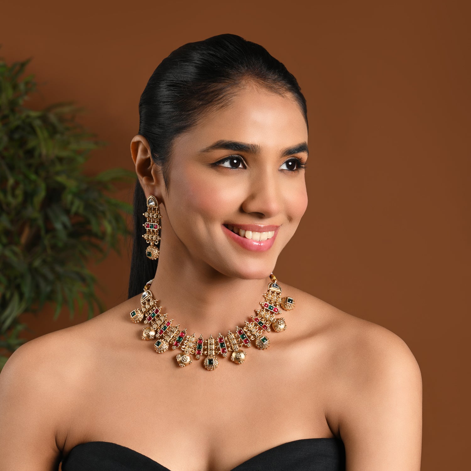 Zeisha - Traditional South Indian Matte Necklace Set