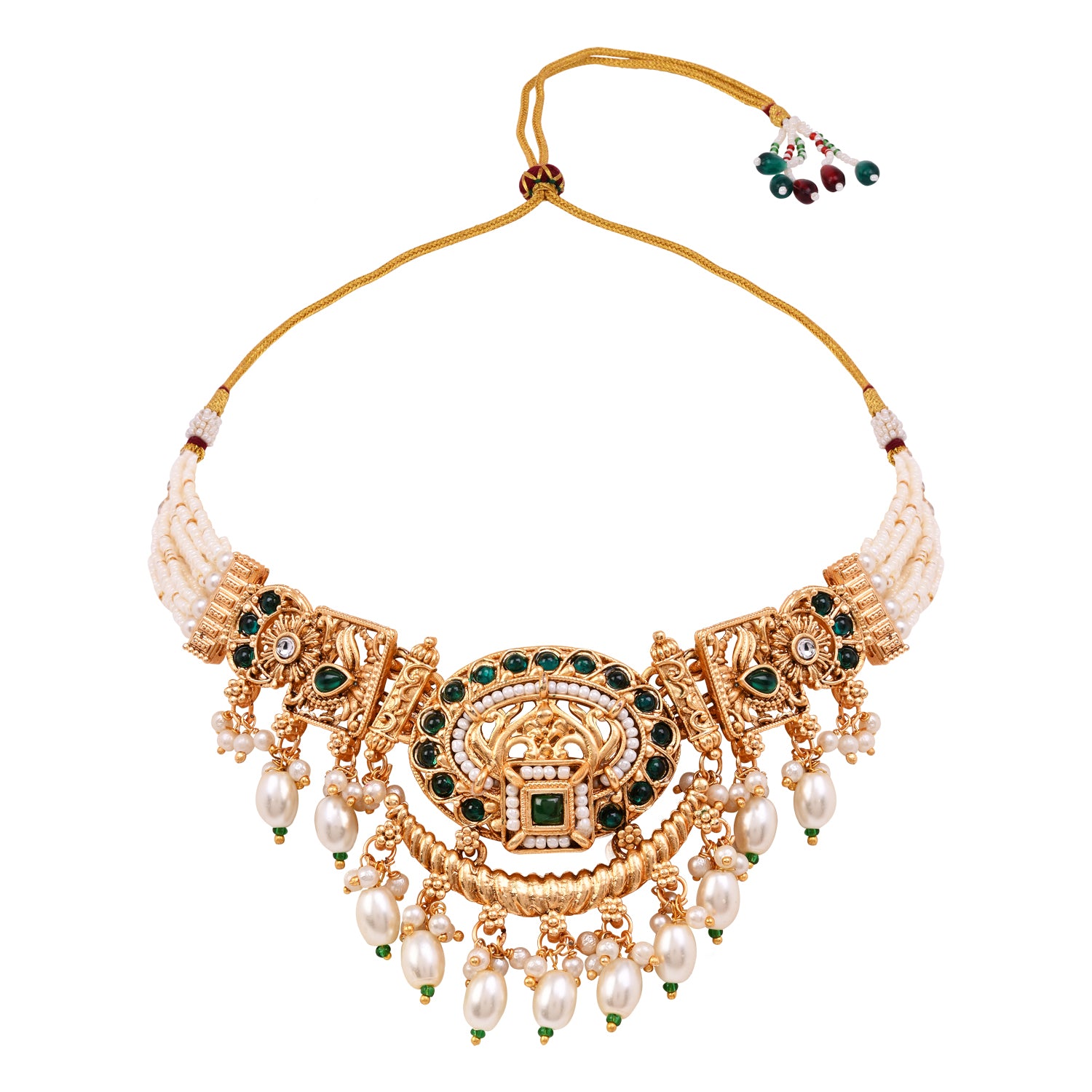 Liyara - South Indian Green Necklace Set