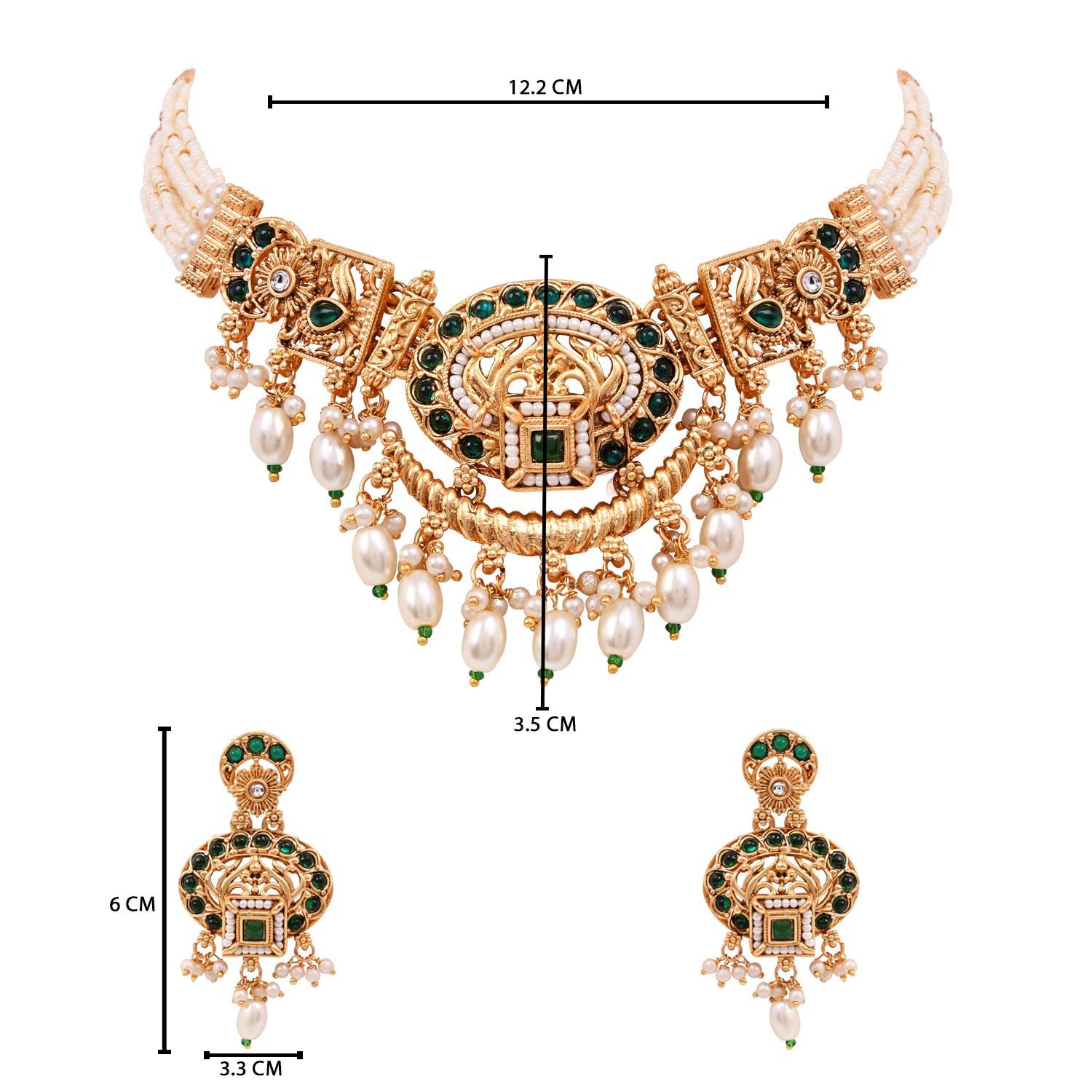 Liyara - South Indian Green Necklace Set