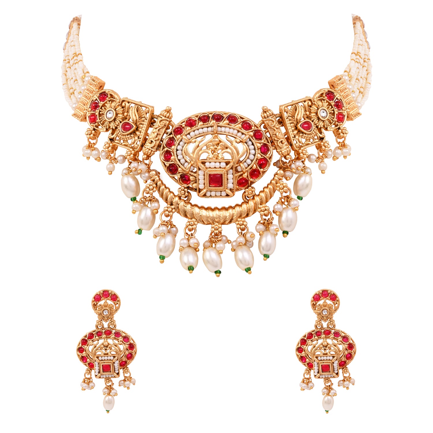 Liyara - South Indian Pink Necklace Set