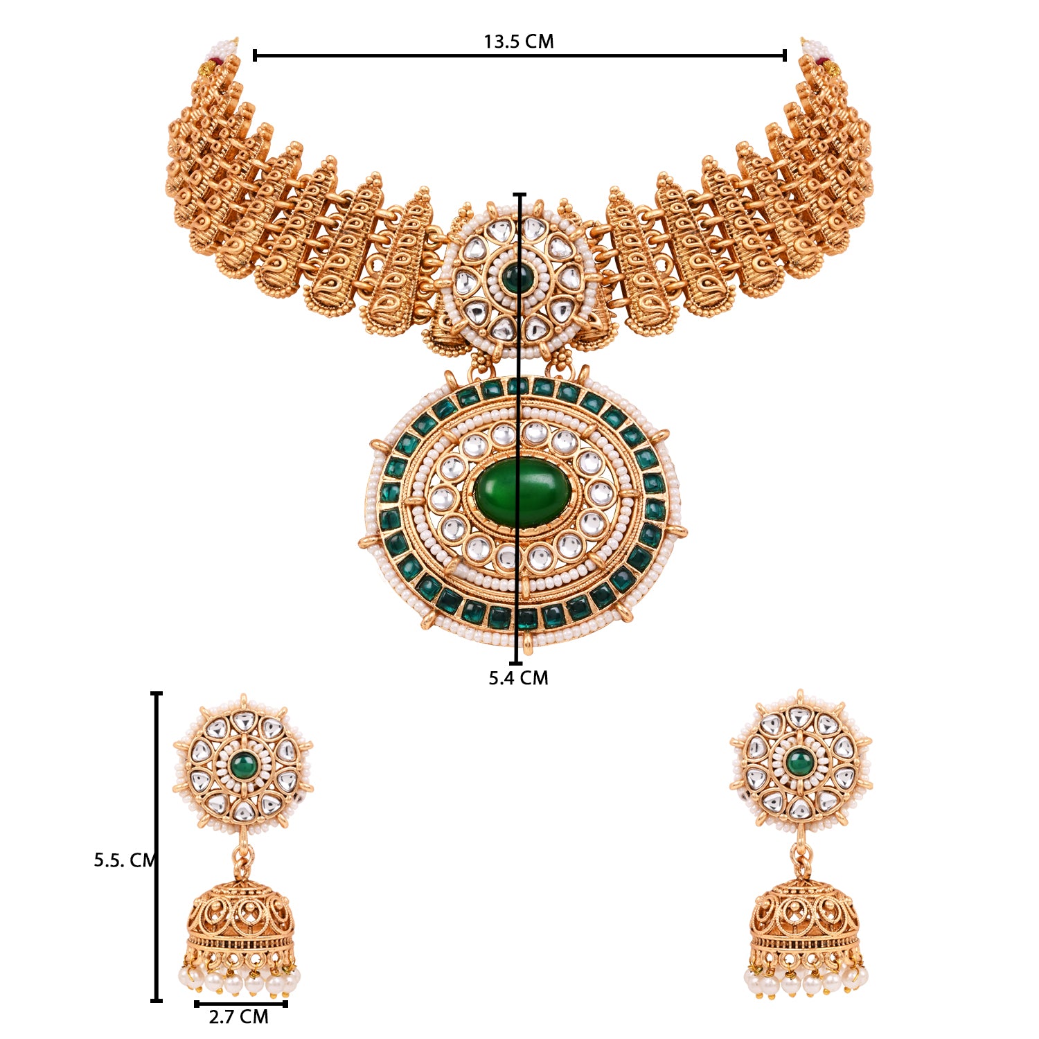 Ahiyaa - South Indian Green Necklace Set
