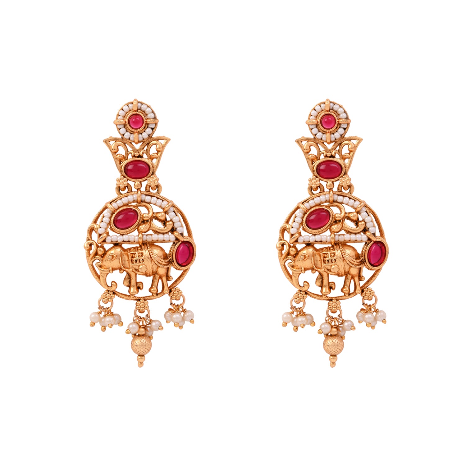 Evani - South Indian Pink Necklace Set