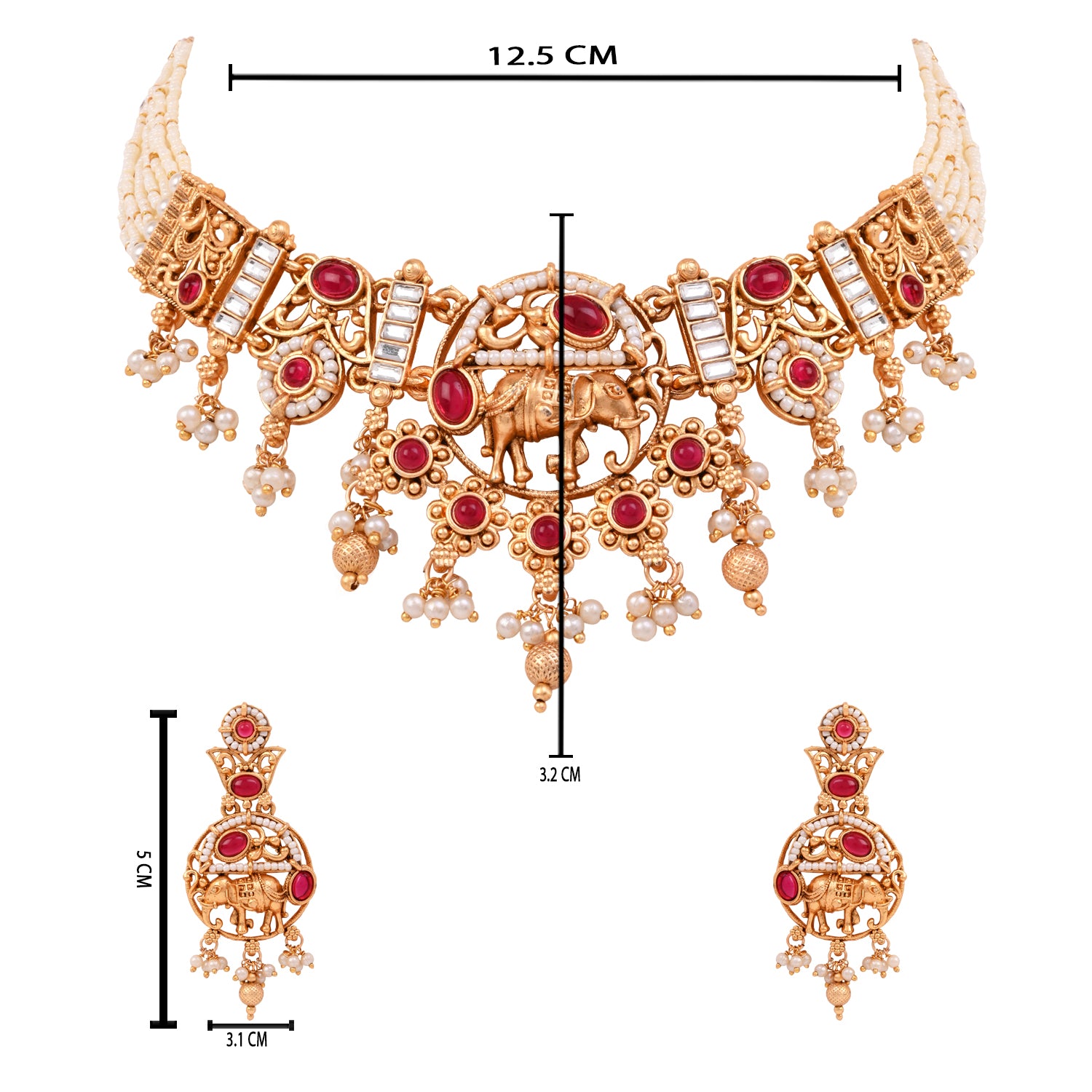 Evani - South Indian Pink Necklace Set
