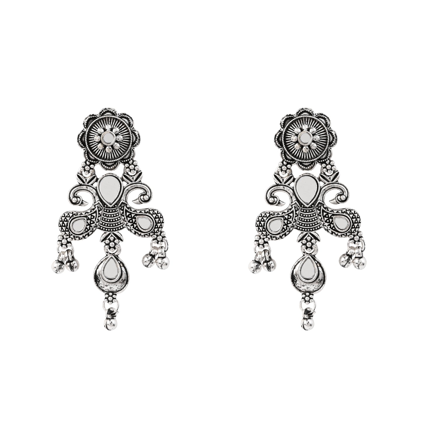Oxidised Engraved Necklace Set - Festive Wear