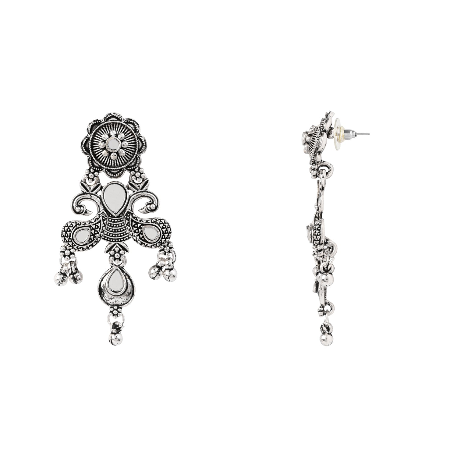 Oxidised Engraved Necklace Set - Festive Wear