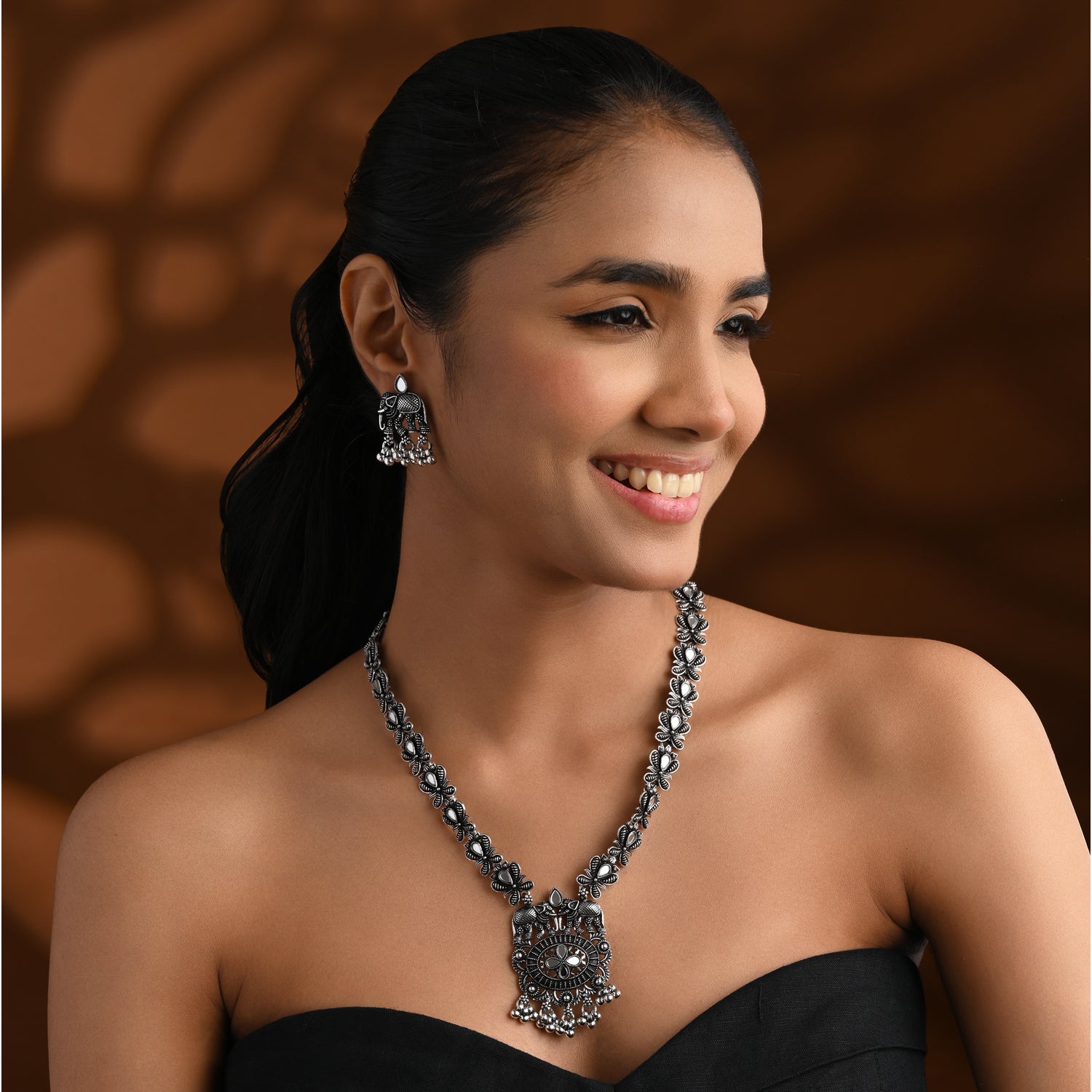 Oxidised Elephant Necklace Set - Tribal Ethnic