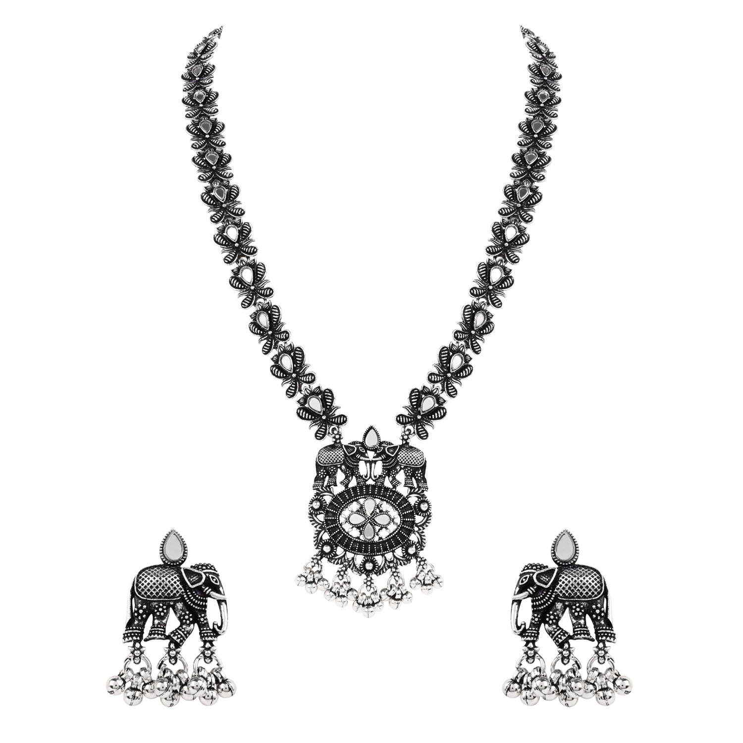 Oxidised Elephant Necklace Set - Tribal Ethnic