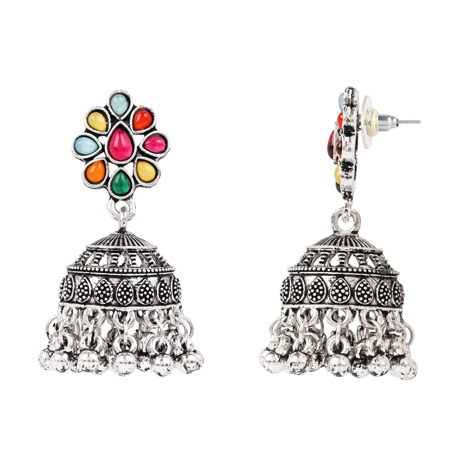Oxidised Necklace Set - Rajasthani Multicolor Folk Design