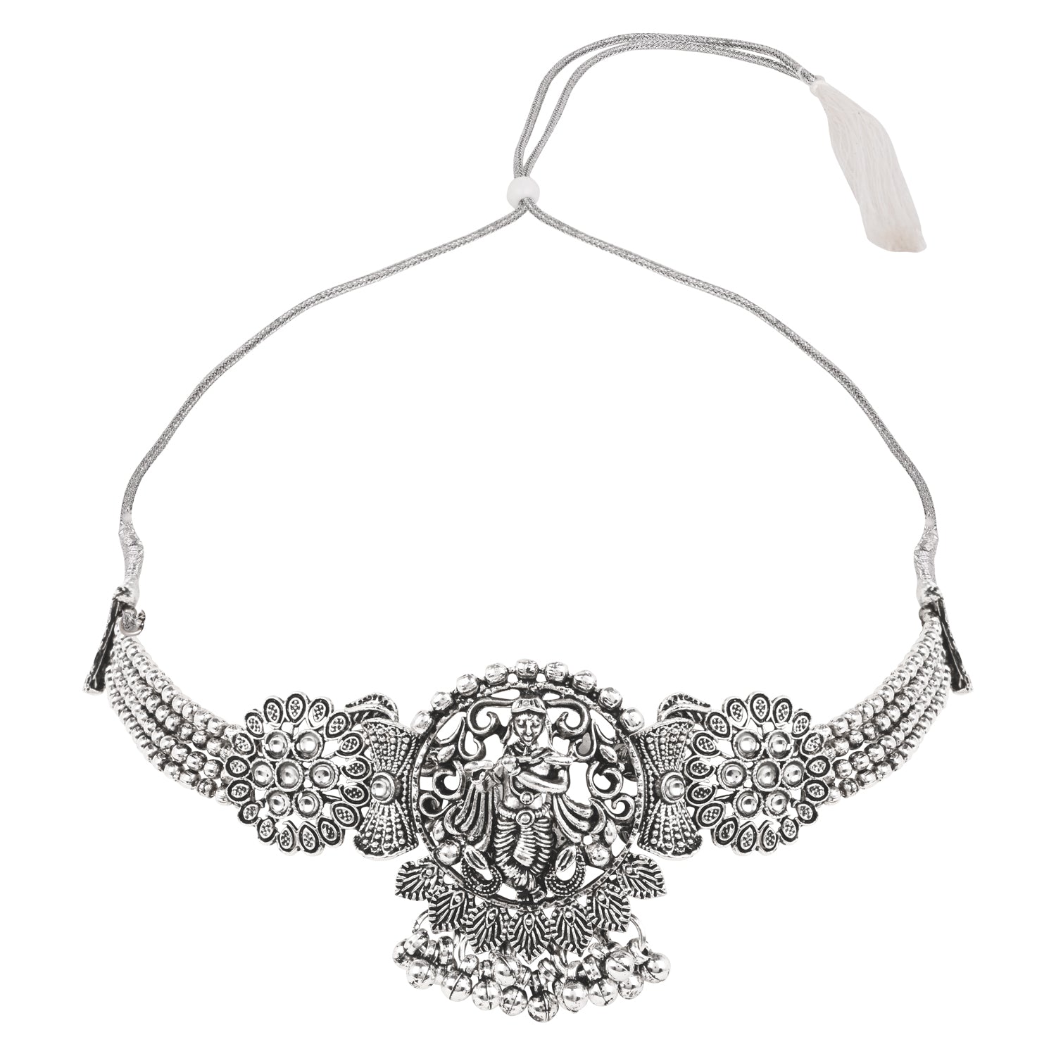 Antique Oxidised Silver Necklace Set - The Krishna Grace