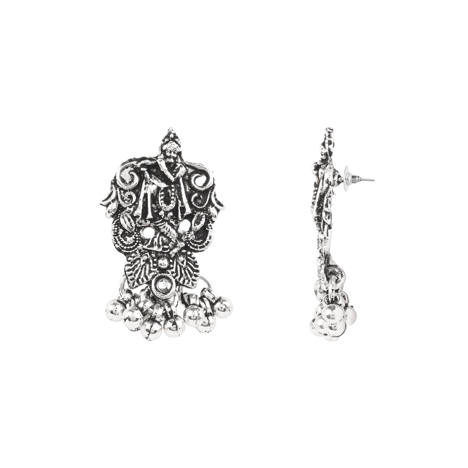 Antique Oxidised Silver Necklace Set - The Krishna Grace